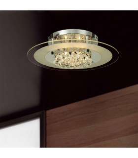 Flush Ceiling Round 6 Light Polished Chrome, Glass, Crystal - 2