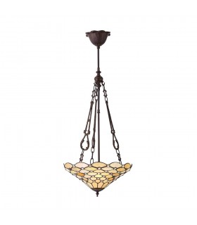3 Light Medium Inverted Ceiling Pendant Bronze, Tiffany glass, E27 - 1