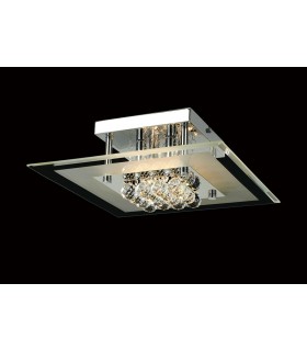 Flush Ceiling Square 4 Light Polished Chrome, Glass, Crystal - 2