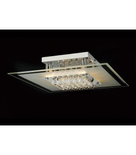 Flush Ceiling Square 6 Light Polished Chrome, Glass, Crystal - 2
