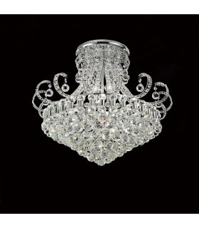 Flush Ceiling Round 12 Light Polished Chrome, Crystal - 2