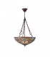 3 Light Large Inverted Ceiling Pendant Dark Bronze, Tiffany glass, E27 - 1