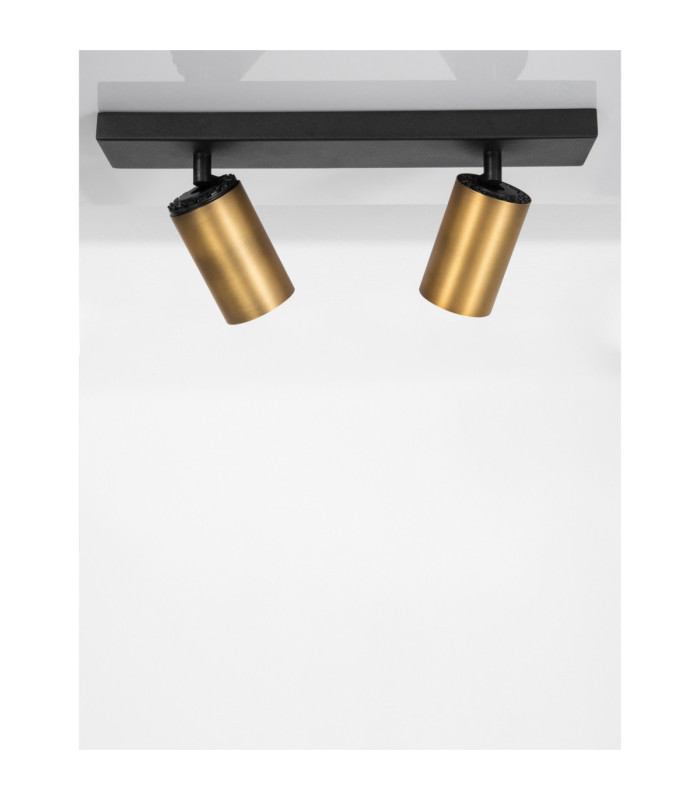 Inus Twin Ceiling Spotlight Black Satin Gold GU10 1x10W-3