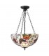 3 Light Medium Ceiling Pendant Bronze, Tiffany Style Glass, E27 - 1