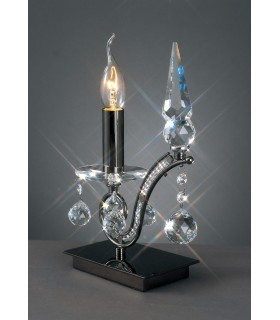 Table Lamp 1 Light Black Chrome, Crystal - 2