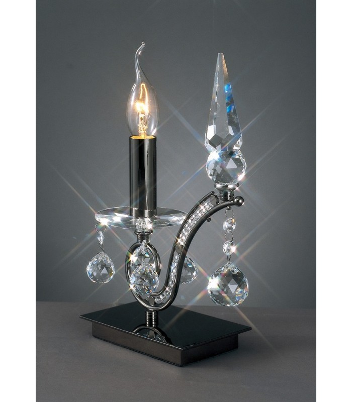 Table Lamp 1 Light Black Chrome, Crystal - 2