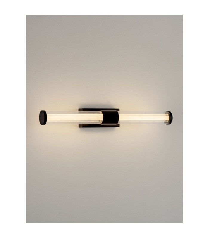Alto Bathroom Over Mirror Light Matt Black Clear LED 10W 692lm IP44 3000K-5