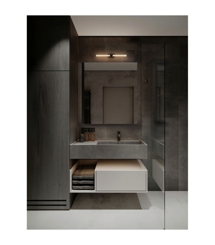 Alto Bathroom Over Mirror Light Matt Black Clear LED 12W 936lm IP44 3000K-2