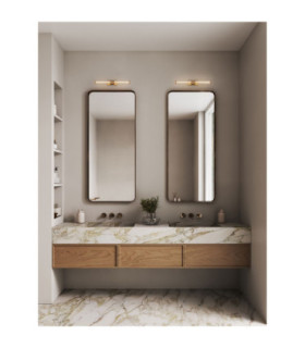 Alto Bathroom Over Mirror Light Brass Gold Clear LED 10W 692lm IP44 3000K-2