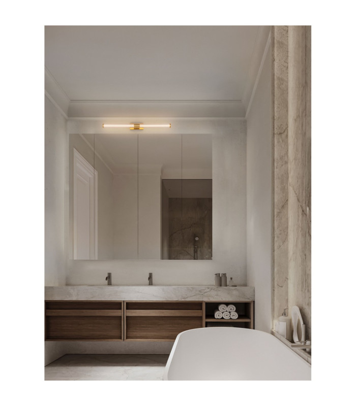 Alto Bathroom Over Mirror Light Brass Gold Clear LED 12W 936lm IP44 3000K-2