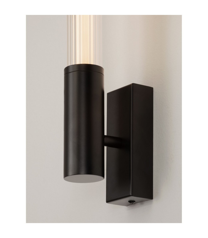 Alto Bathroom Wall Lamp Matt Black Clear LED 8W 603lm IP44 3000K-6