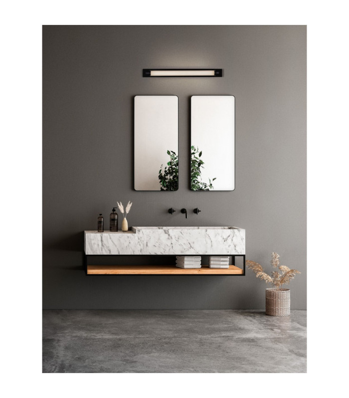 Fasko Bathroom Over Mirror Light Matt Black White LED 16W 1019lm IP44 3000K-2