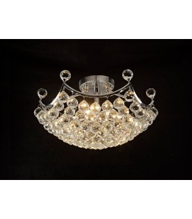 Flush Ceiling 6 Light Polished Chrome, Crystal - 2