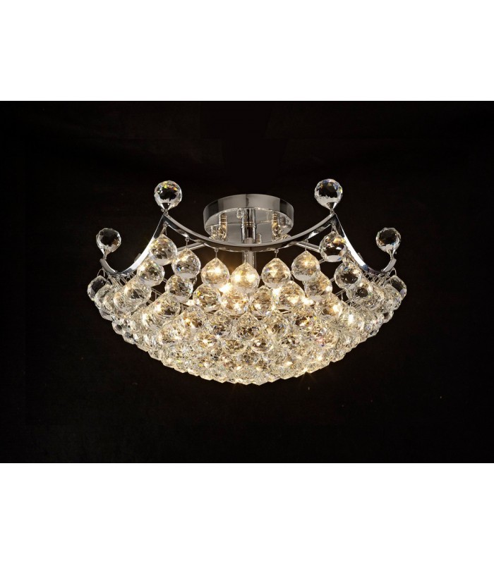 Flush Ceiling 6 Light Polished Chrome, Crystal - 2