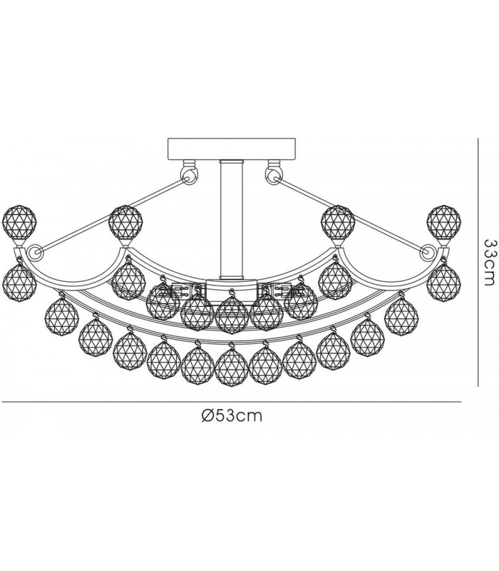 Flush Ceiling 6 Light Polished Chrome, Crystal - 3