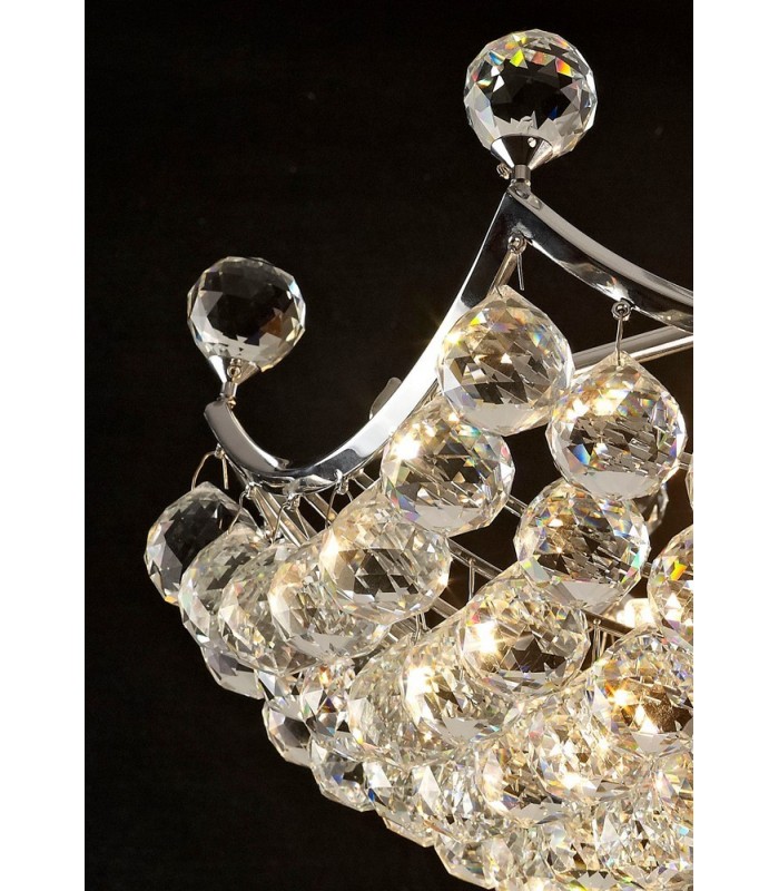 Flush Ceiling 6 Light Polished Chrome, Crystal - 6
