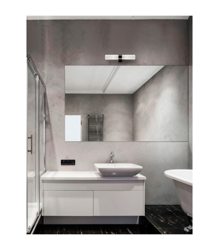 Corb Bathroom Over Mirror Light Sandy Black White Opal E14 2x5W IP44-2