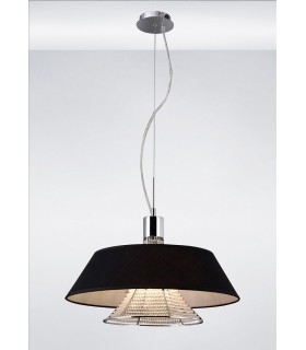 Ceiling Pendant with Black Shade 3 Light Polished Chrome, Crystal - 2