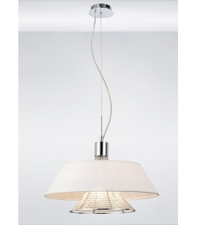 Ceiling Pendant with White Shade 3 Light Polished Chrome, Crystal - 2