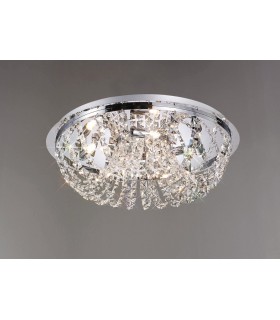 Flush Ceiling 5 Light Polished Chrome, Crystal - 2