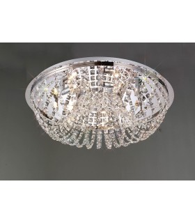 Flush Ceiling 7 Light Polished Chrome, Crystal - 2