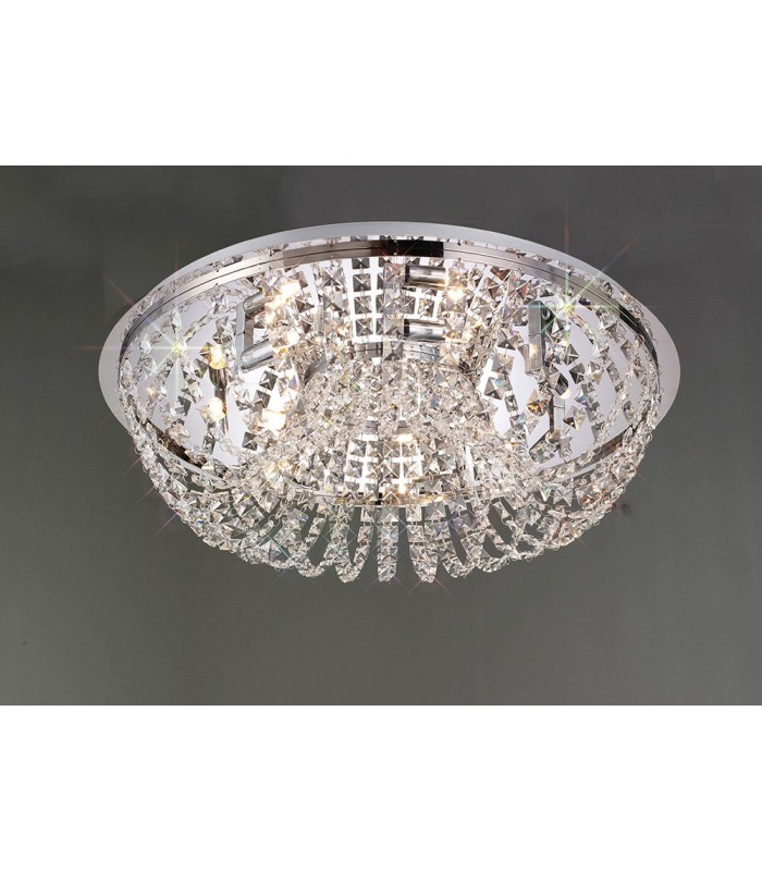 Flush Ceiling 7 Light Polished Chrome, Crystal - 2