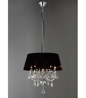Ceiling Pendant with Black Shade 5 Light Polished Chrome, Crystal - 2