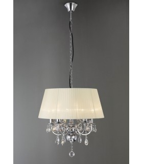 Ceiling Pendant with Ivory Cream Shade 5 Light Polished Chrome, Crystal - 2