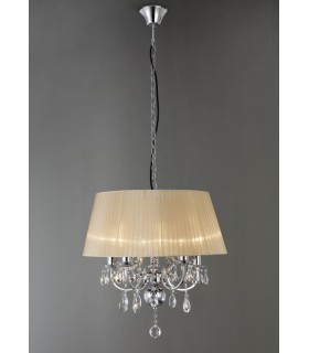 Ceiling Pendant with Soft Bronze Shade 5 Light Polished Chrome, Crystal - 2
