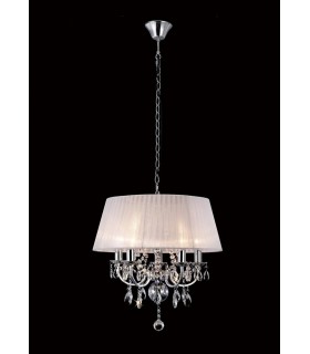 Ceiling Pendant with White Shade 5 Light Polished Chrome, Crystal - 2