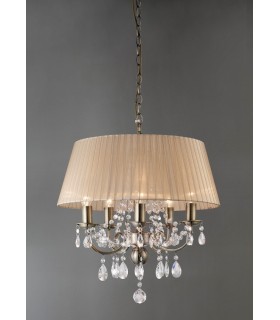 Ceiling Pendant with Soft Bronze Shade 5 Light Antique Brass, Crystal - 2
