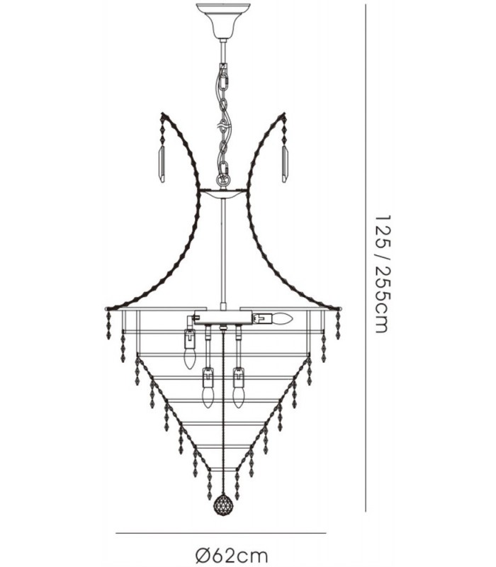 Ceiling Pendant 10 Light Polished Chrome, Crystal - 3