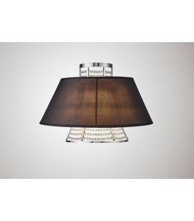 Wall Lamp with Black Shade 2 Light Polished Chrome, Crystal - 2