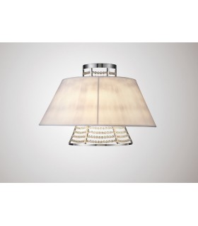 Wall Lamp with White Shade 2 Light Polished Chrome, Crystal - 2