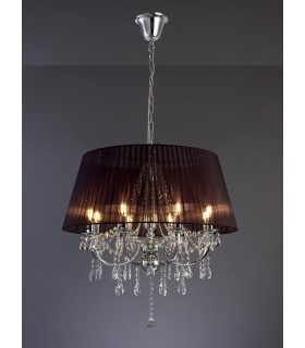 Ceiling Pendant with Black Shade 8 Light Polished Chrome, Crystal - 2