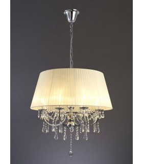 Ceiling Pendant with Ivory Cream Shade 8 Light Polished Chrome, Crystal - 2