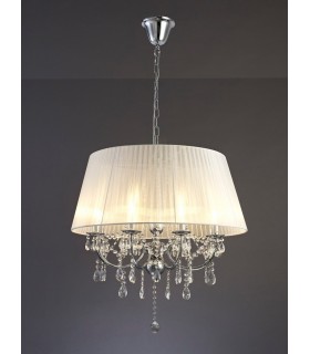 Ceiling Pendant with White Shade 8 Light Polished Chrome, Crystal - 2