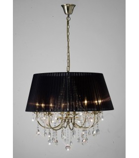 Ceiling Pendant with Black Shade 8 Light Antique Brass, Crystal - 2