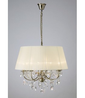 Ceiling Pendant with Cream Shade 8 Light Antique Brass, Crystal - 2