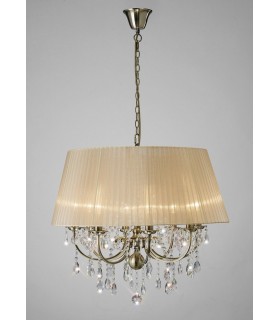 Ceiling Pendant with Soft Bronze Shade 8 Light Antique Brass, Crystal - 2