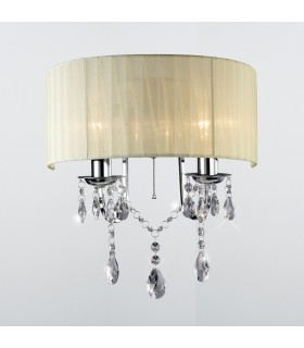 Wall Lamp Switched with Ivory Cream Shade 2 Light Polished Chrome, Crystal - 2