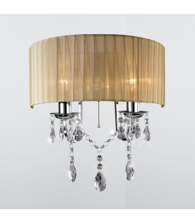 Wall Lamp Switched with Soft Bronze Shade 2 Light Polished Chrome, Crystal - 2