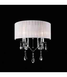 Wall Lamp Switched with White Shade 2 Light Polished Chrome, Crystal - 2