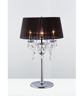 Table Lamp with Black Shade 3 Light Polished Chrome, Crystal - 2