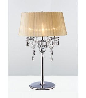 Table Lamp with Soft Bronze Shade 3 Light Polished Chrome, Crystal - 2