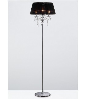 Floor Lamp with Black Shade 3 Light Polished Chrome, Crystal - 2