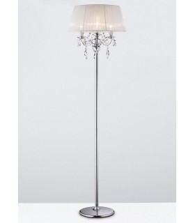 Floor Lamp with White Shade 3 Light Polished Chrome, Crystal - 2