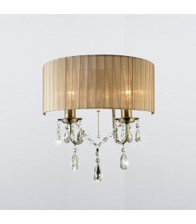 Wall Lamp Switched with Soft Bronze Shade 2 Light Antique Brass, Crystal - 2