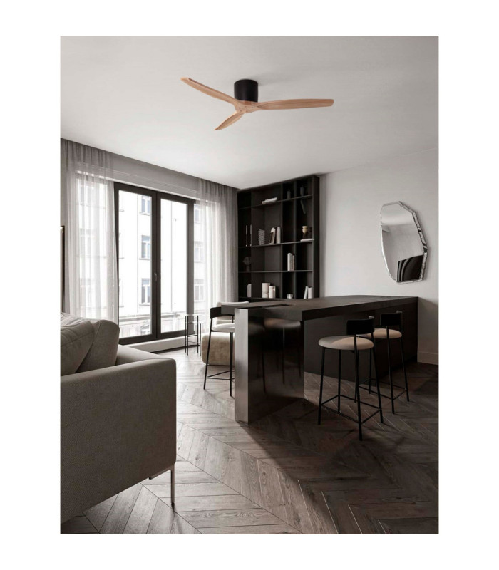 Ninemia Ceiling Fan Sandy Black Natural Wood Sandy Black & Natural Wood Colour Blades 6 Speeds DC Motor 40W-2