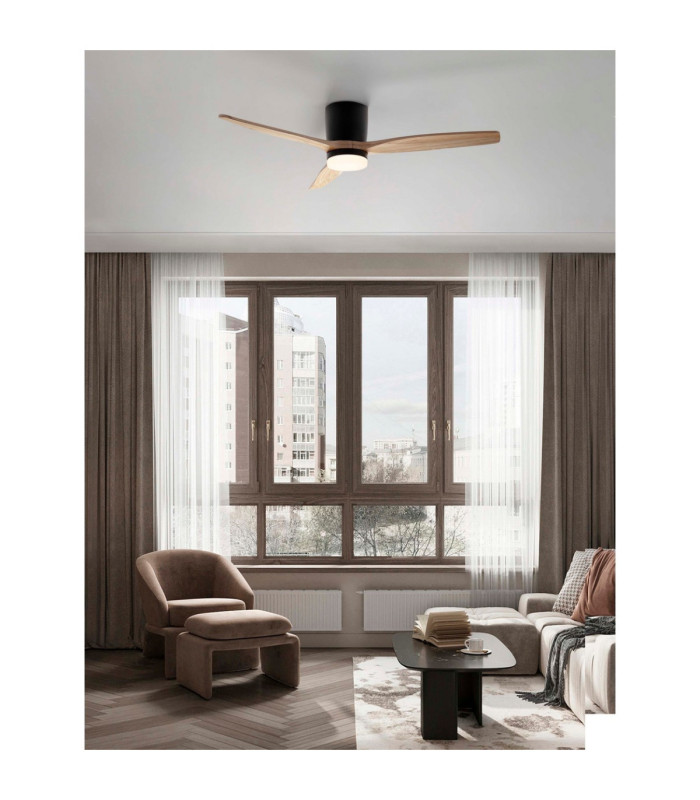 Aloa Ceiling Fan Sandy Black Natural Wood LED 18W 1170lm 3000-4000-6500K CCT Remote Control-2